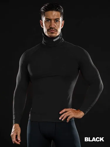 Vista 4 de DRSKIN 2 or 1 Pack Men's MASK Turtleneck Compression Shirts Top Long Sleeve Sports Baselayer Running Thermal Athletic Workout