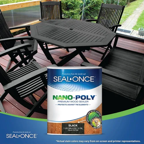 Vista 7 de Sellador Seal-Once Nano+Poly de madera penetrante con poliuretano, sellador impermeable de alta calidad, 1 galón, negro Sellador impermeable