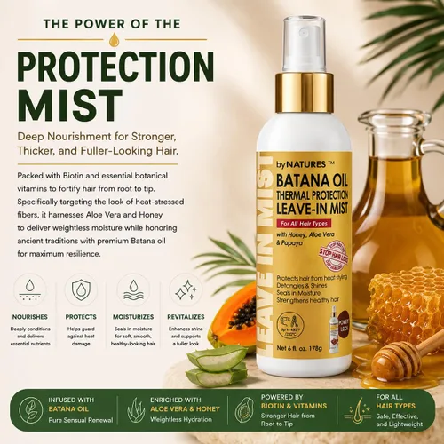 Vista 2 de By Natures Batana Oil - Spray protector de calor para el cabello, rocío