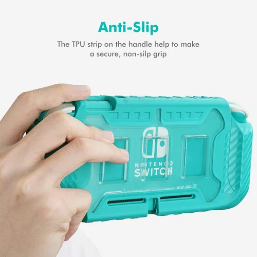 Vista 5 de KIWIHOME Funda protectora para Nintendo Switch Lite, funda portátil con agarre solo para Nintendo Switch Lite con cómodo agarre y ranuras