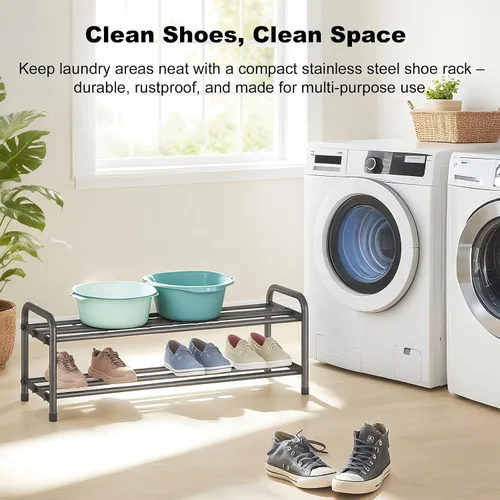 Vista 7 de KANAV Zapatero expandible de 2 niveles, organizador de zapatos ajustable y almacenamiento para armario, zapatero pequeño que ahorra espacio