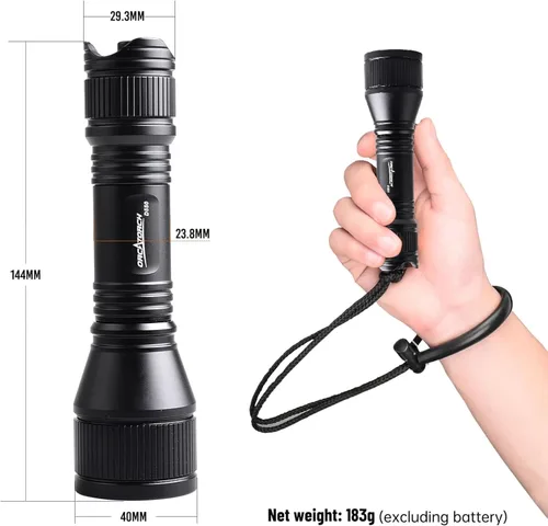 Vista 2 de ORCATORCH D550 Luz de buceo 1000 lúmenes linterna de buceo 3 modos IP68 impermeable luces subacuáticas buceo nocturno antorcha submarina con soporte