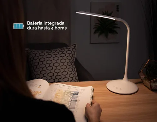 Vista 5 de PureOptics LED VLED1819-BD - Lámpara de escritorio LED con batería, regulable con temperatura de color ajustable, duración de la batería de 4 horas