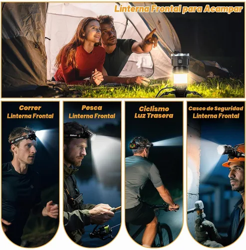 Vista 7 de High-end 220000 Lux Super Bright Headlamp 17 Modes 95H Long Standby