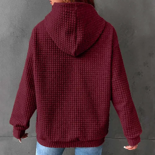 Vista 6 de SHENGXINY Sudaderas con capucha de baloncesto para mujer, ajuste atlético, a la moda, con bolsillo de gofre, casual, holgada, con capucha