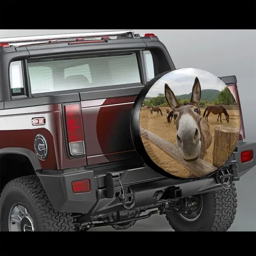 Vista 2 de Funny Donkey - Funda protectora de rueda de repuesto resistente a la intemperie, universal, a prueba de polvo, para remolque, RV, SUV, camión