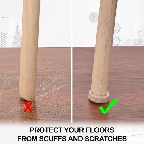 Vista 4 de 73 almohadillas de fieltro para muebles, protectores de suelo para sillas, autoadhesivos, protectores de patas de silla para suelos de madera dura