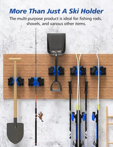 Vista 3 de Estante de pared para esquís y snowboard, soporte de pared para esquís y soporte de pared para esquís que ahorra espacio en el garaje, organizador