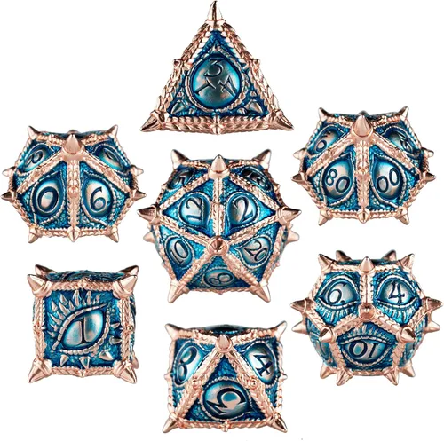 Vista 14 de Surpass DND Juego de Dados de Metal Ojo de Dragón Juego de Dados Poliédricos para Juegos de Rol con Caja D20 D12 D10 D% D8 D6 D4 para Pathfinder MTG