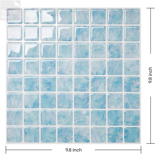 Vista 2 de Azulejos Tic Tac, adhesivos antihongos en Vetro Aqua.