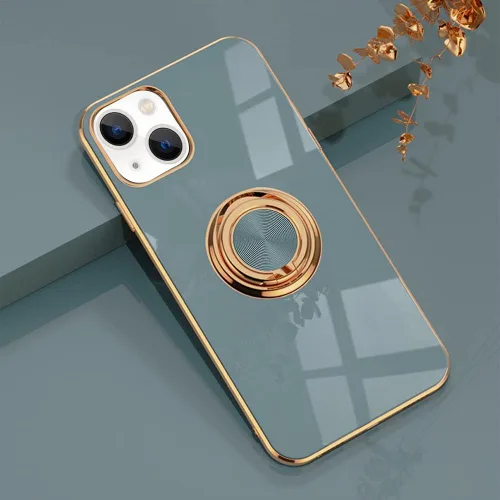 Vista 95 de Compatible con iPhone 11 Kickstand, anillo de rotación de 360 grados integrado con borde de oro rosa brillante que funciona con soporte magnético
