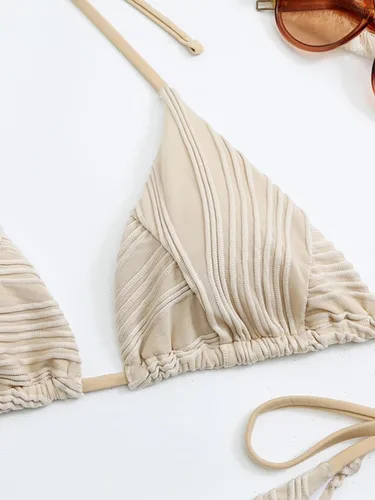 Vista 4 de OYOANGLE Traje de baño sexy de una pieza para mujer, bikini con tiras cruzadas