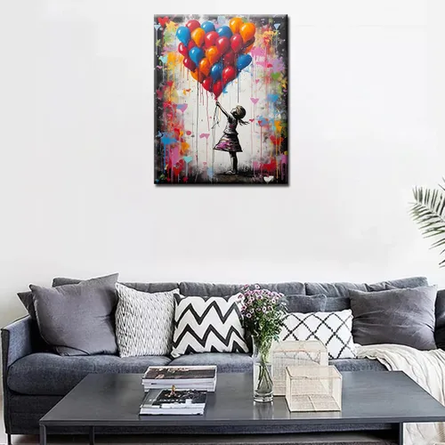 Vista 3 de Tucocoo Pintura de globos coloridos por números para adultos, kits de pintura al óleo digital sobre lienzo con pinceles y pigmento acrílico, arte