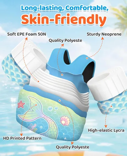 Vista 40 de HeySplash Swim Vest for Kids, Puddle Float Jumper with Safety Buckle