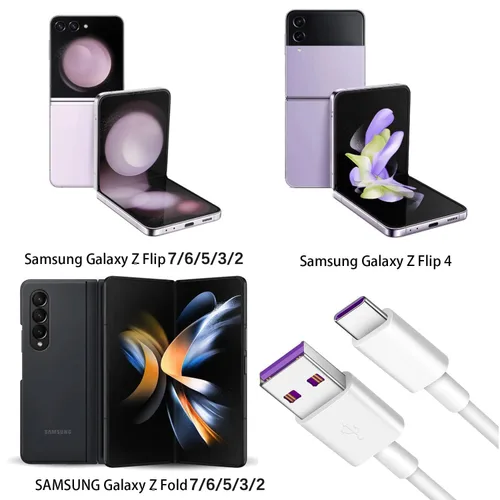 Vista 3 de Cable de carga USB C para Samsung Galaxy Z Flip 7, 7FE, 6, 5, 4, 3, 2, Samsung Galaxy Z Fold 7, 6, 5, 4, 3, 2 teléfonos Android, cable de carga