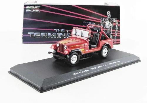 Vista 7 de Jeep CJ-7 Renegade 1983 de Sarah Connor - The Terminator (1984), auténtica decoración de películas, detalles cromados, neumáticos de goma reales