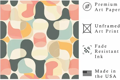 Vista 2 de Ethan Taylor Abstract Wall Art Prints Unframed Square Posters 'Retro 70s Hippie Groovy Pattern IV' Retro Home Décor for Living Room, Bedroom