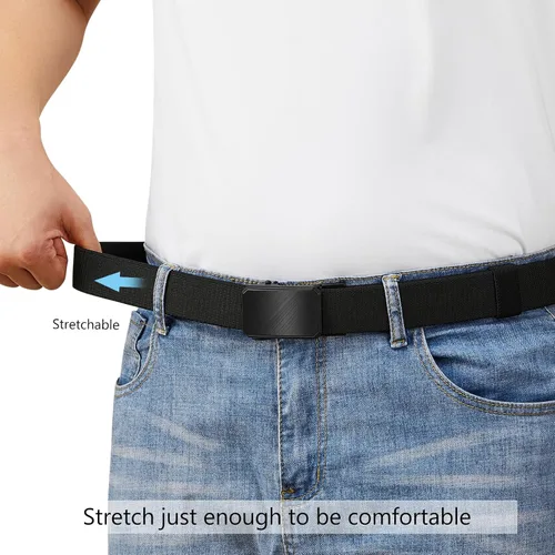 Vista 4 de LionVII Cinturón para hombre con trinquete elástico, cinturón elástico para el trabajo con hebilla automática para hombres, 1 3/8" ajustable