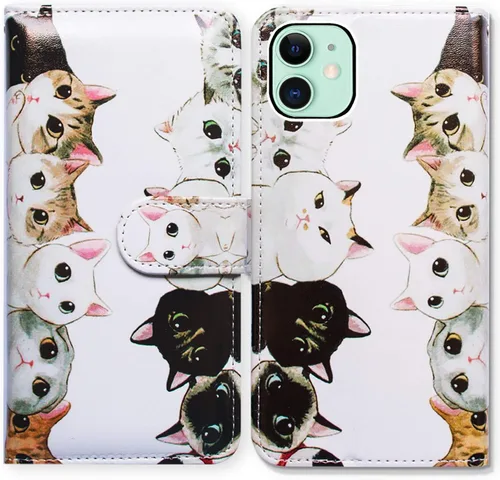 Vista 30 de Bcov - Funda para iPhone 13, funda tipo cartera de cuero verde con diseño de pájaro negro, funda con solapa y soporte con ranura para tarjetas