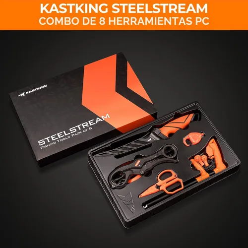 Vista 9 de KastKing SteelStream - Kit de herramientas de pesca de 8 piezas, alicates de pesca con cordón, cuchillo de filetear, pinza flotante para peces