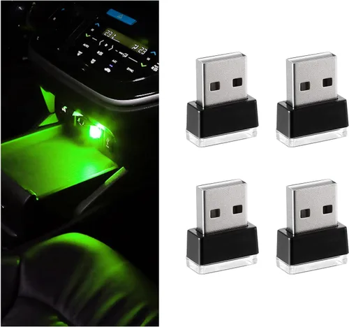 Vista 22 de 4 PCS Lámpara de Atmósfera Interior de Coche LED USB, Mini Luz Nocturna LED Portátil, Kit de Iluminación Ambiental de Maletero con Interfaz USB