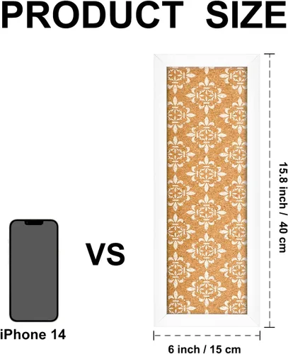 Vista 6 de Tablón de corcho decorativo largo para paredes, tablero de anuncios con estampado floral, tablero de visión con marco blanco para oficina, escuela