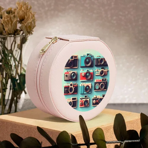Vista 8 de Retro Cool Camera Collection - Joyero de viaje compacto y elegante, organizador y caja de anillo de compromiso