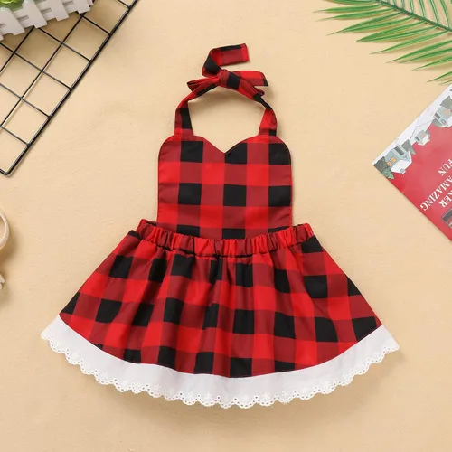 Vista 3 de Vestido de Navidad para mujeres y niños sin mangas con capa roja disfraz de Navidad familiar