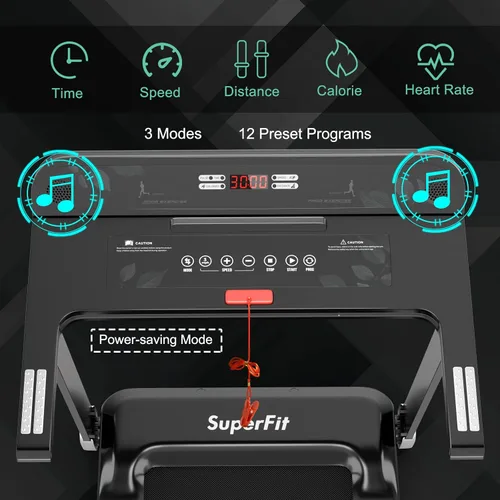 Vista 2 de Goplus Caminadora plegable, cinta de correr compacta superfit con control de aplicación, altavoz de dientes azules, 12 programas preestablecidos