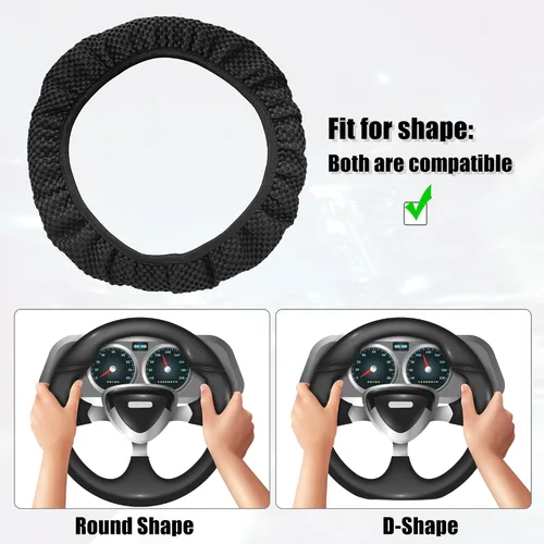 Vista 4 de X AUTOHAUX Funda universal elástica extensible para volante, antideslizante, transpirable, microfibra de seda de hielo, protector de volante