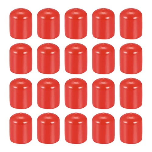 Vista 12 de DMiotech Paquete de 20 protectores de rosca de tornillo rojo de 1/2 pulgada de identificación, tapas de goma para pernos de tornillo, tubería