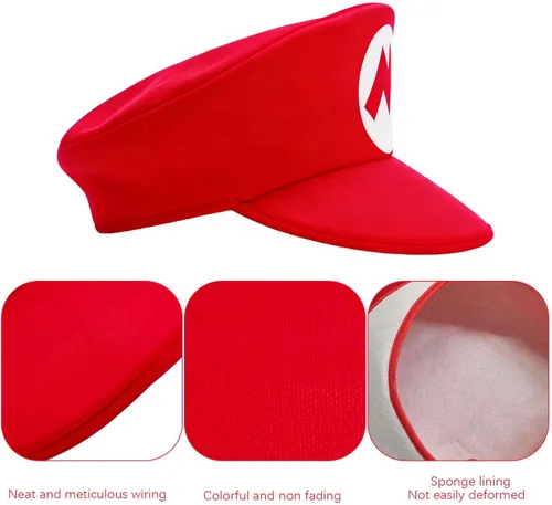 Vista 3 de Jolbndcv Red and Green Hat with Gloves Buttons and Beard Gloves Mushroom Brooch Fake Noses for Cosplay Costume Juego de coronas