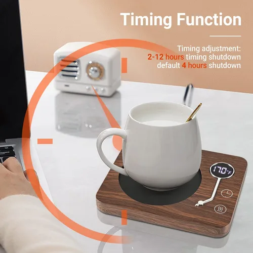 Vista 3 de Calentador de tazas de café, calentador de tazas CEROBEAR para escritorio, 3 controles de temperatura, 130 ℉/150 ℉/170 ℉, calentador de tazas