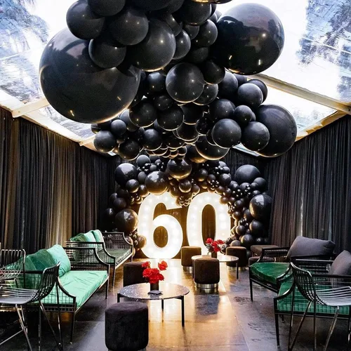 Vista 5 de Globos negros de 18 pulgadas, globos de látex para fiesta, paquete de 20 globos negros grandes y gruesos, globos redondos grandes de helio