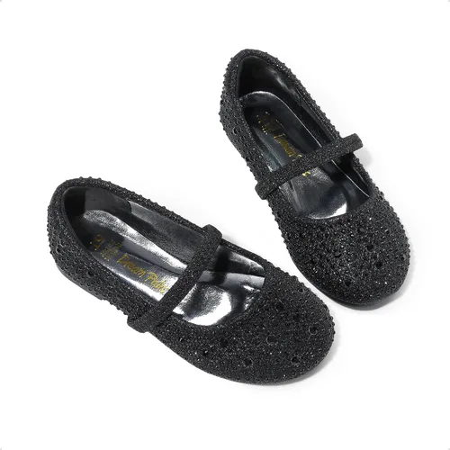 Vista 5 de DREAM PAIRS Mary Jane Zapatos de vestir para niñas pequeñas, zapatos planos de ballet para niña de las flores con diamantes de imitación, zapatos