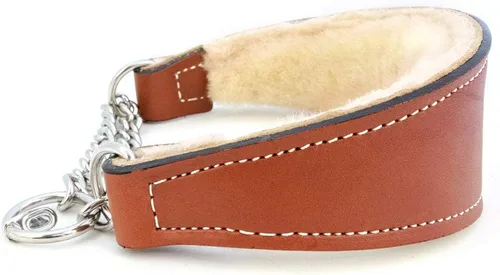 Vista 2 de Collar De Perro Martingala De Cuero Con Forro De Oveja De 1 in De Ancho Por 10 Pulgadas - Negro