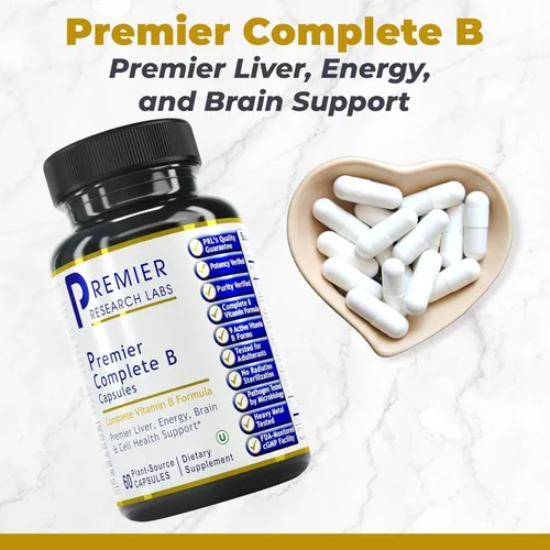 Vista 2 de Premier Research Labs Complete B - Suplemento complejo de vitamina B para una salud óptima Suplemento de vitamina B con biotina 9 vitaminas B