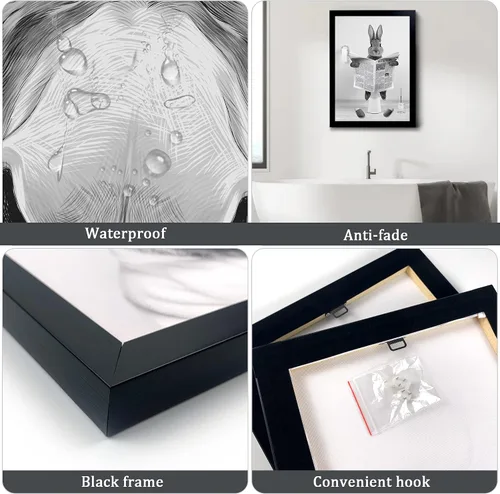 Vista 5 de Decoración de habitación de asno con estampados de animales, bonito cartel de citas de culo en el baño, decoración divertida para el baño, carteles