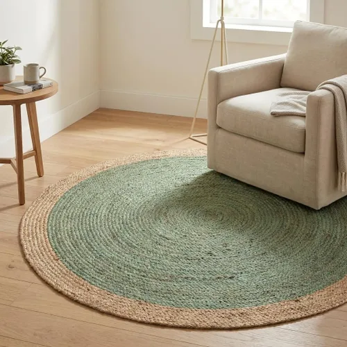 Vista 11 de Fab Habitat Essentials - Alfombra trenzada de color marfil, tejida a mano, fibra natural, suave bajo los pies, yute natural, dormitorio, sala