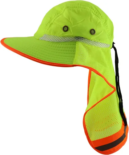 Vista 7 de Trendy Apparel Shop Sombrero Boonie sólido de alta visibilidad con solapa de malla reflectante