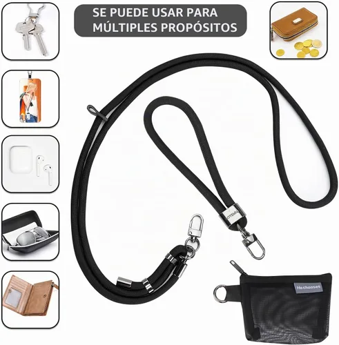 Vista 4 de HOTEMIA Cordón para teléfono y correas para la muñeca, cordón para celular ajustable cruzado con billetera desmontable, cordón para iPhone de 8mm