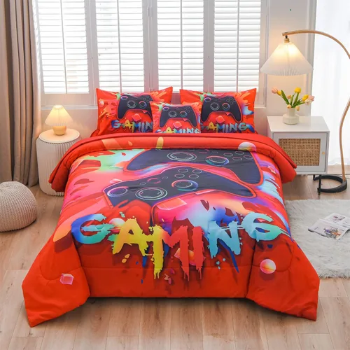 Vista 13 de Aimuan Gamer Gaming Juegos de Ropa de Cama Juegos de Edredón 3D Gamepad para Niños Consola de Juegos Botones de Acción Novedoso Controlador de Juego