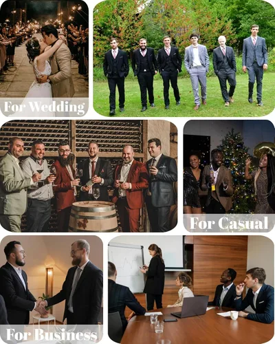 Vista 5 de Cloudstyle Trajes de 2 piezas para hombre, ajustado, 1 botón, chaqueta y pantalones
