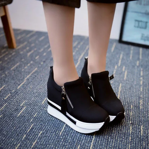 Vista 4 de haoricu Zapatos deportivos para mujer, con plataforma, sin cordones, informales, para correr, senderismo