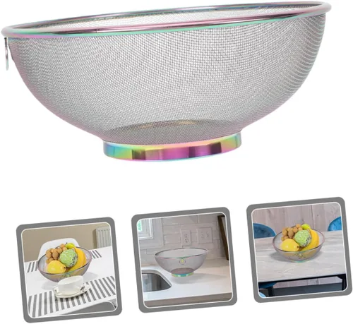 Vista 9 de NUOBESTY Colador de cocina de malla fina de acero inoxidable para lavar frutas, verduras y granos, filtro de alimentos para un drenaje eficiente