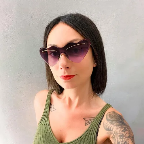 Vista 3 de FEISEDY Gafas de sol en forma de corazón, lentes de amor de moda para mujer, UV400, lentes de corte B4130