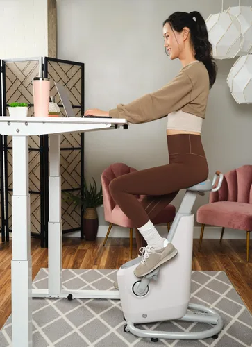 Vista 2 de Lifespan Fitness Bicicleta de oficina Ampera, bicicleta de escritorio con generación de energía con materiales HIPS ecológicos y sostenibles, puerto