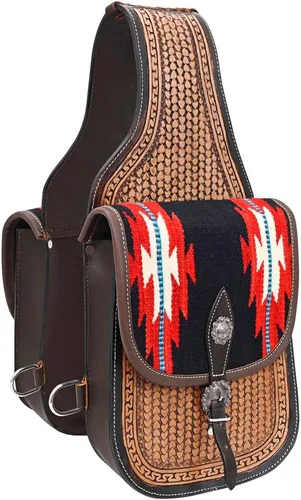Vista 14 de HILASON Concho Western Horse - Bolsa de sillín de cuero resistente y tradicional Bolsa de sillín Bolsa de sillín de caballo Bolsa de sillín
