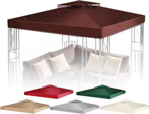 Vista 13 de Flexzion Cubierta de repuesto para toldo de 8 x 8 pies (7.9 ft x 7.9 ft), cubierta superior de doble nivel con protección UV30+, resistente a