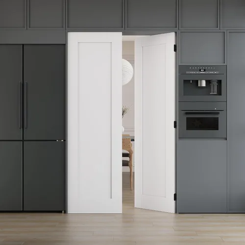 Vista 22 de WINSTELLAR - 1 panel estilo coctelera de 18 x 80 pulgadas, losa blanca imprimada para puerta interior de núcleo sólido, puerta de dormitorio